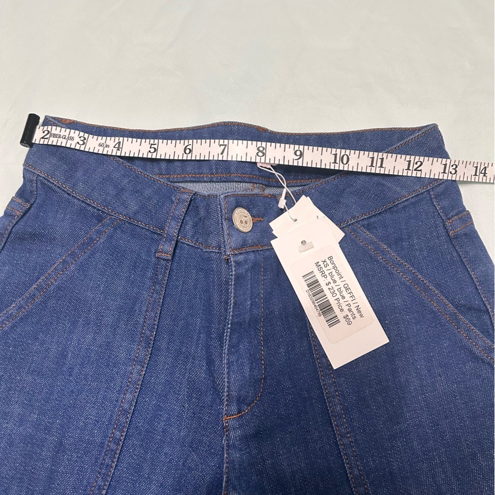 Bonpoint Blue Flare Wide Leg Jeans - Picture 7 of 11